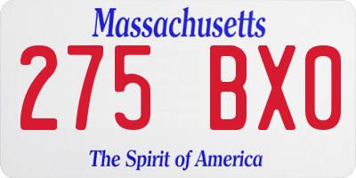 MA license plate 275BX0