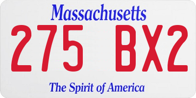 MA license plate 275BX2
