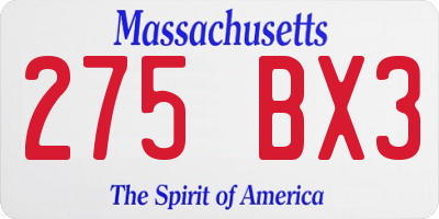 MA license plate 275BX3