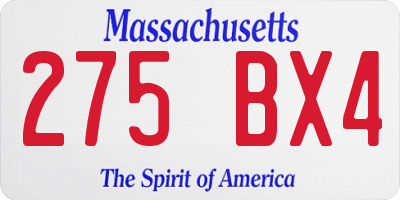 MA license plate 275BX4