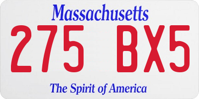 MA license plate 275BX5