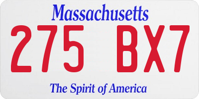 MA license plate 275BX7