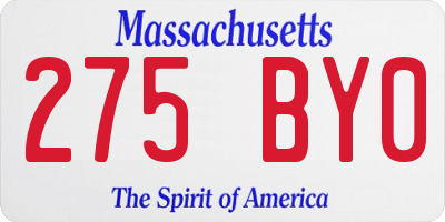 MA license plate 275BY0