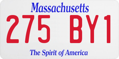 MA license plate 275BY1