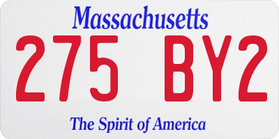 MA license plate 275BY2