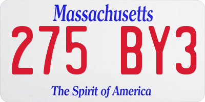 MA license plate 275BY3