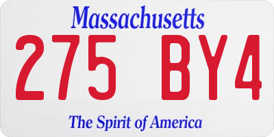 MA license plate 275BY4