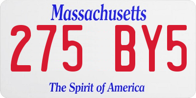 MA license plate 275BY5