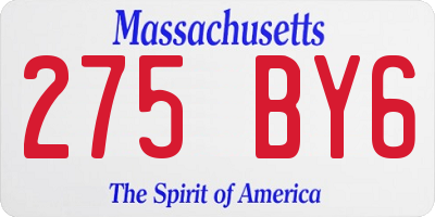 MA license plate 275BY6