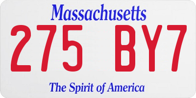 MA license plate 275BY7
