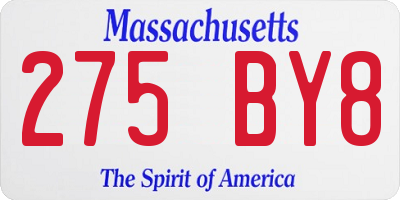 MA license plate 275BY8