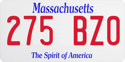 MA license plate 275BZ0