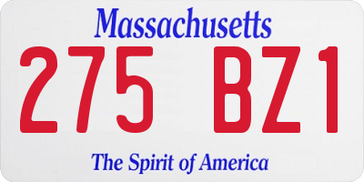 MA license plate 275BZ1