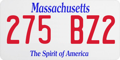MA license plate 275BZ2