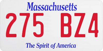 MA license plate 275BZ4