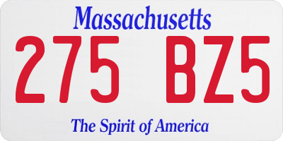 MA license plate 275BZ5