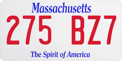 MA license plate 275BZ7