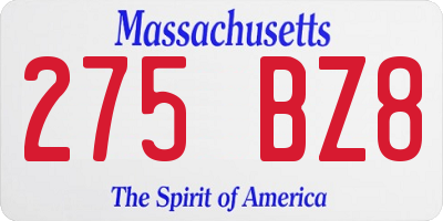 MA license plate 275BZ8