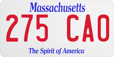 MA license plate 275CA0