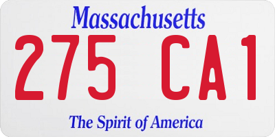 MA license plate 275CA1