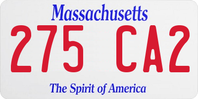 MA license plate 275CA2