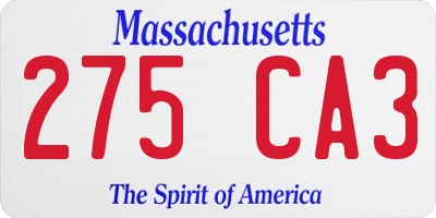 MA license plate 275CA3