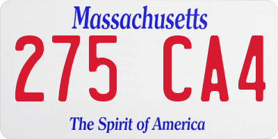 MA license plate 275CA4
