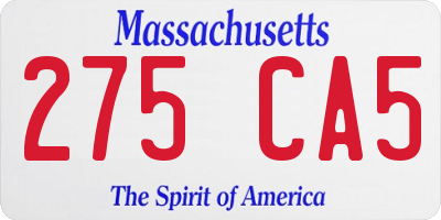 MA license plate 275CA5