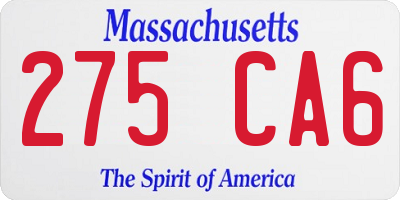 MA license plate 275CA6
