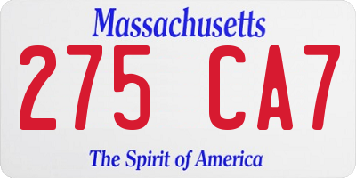 MA license plate 275CA7