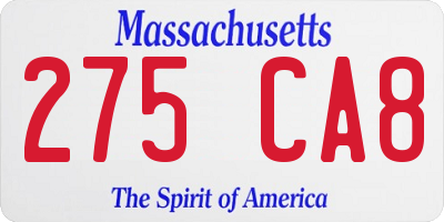 MA license plate 275CA8