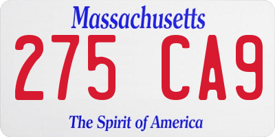 MA license plate 275CA9