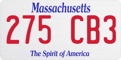 MA license plate 275CB3