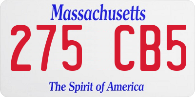 MA license plate 275CB5