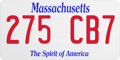 MA license plate 275CB7