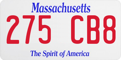 MA license plate 275CB8