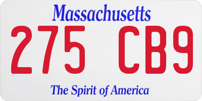 MA license plate 275CB9