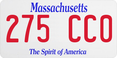 MA license plate 275CC0