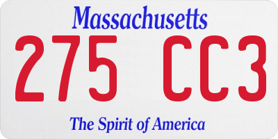 MA license plate 275CC3