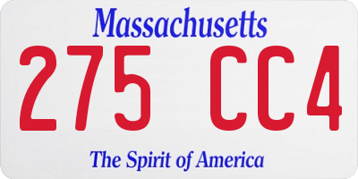 MA license plate 275CC4