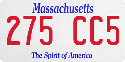 MA license plate 275CC5