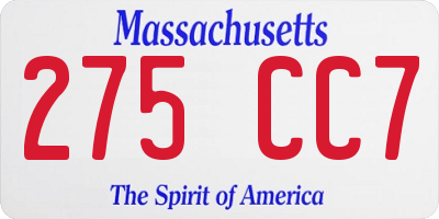 MA license plate 275CC7