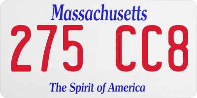 MA license plate 275CC8