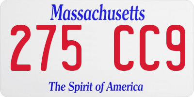 MA license plate 275CC9
