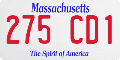 MA license plate 275CD1