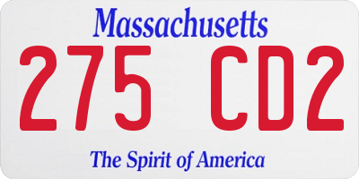 MA license plate 275CD2