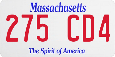 MA license plate 275CD4