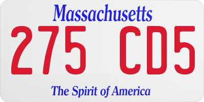 MA license plate 275CD5