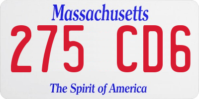 MA license plate 275CD6