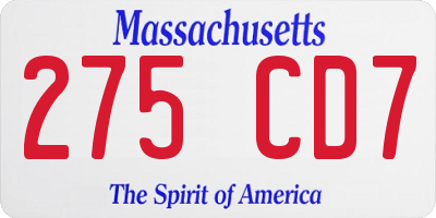 MA license plate 275CD7